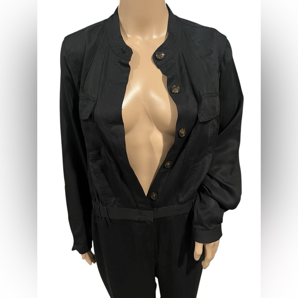 Banana Republic Womens Jumpsuit Tencel Flightless Utility Black Button Size 12 - Picture 8 of 16